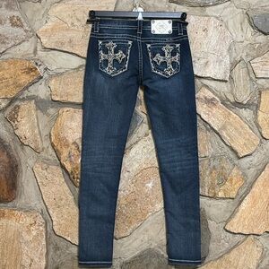 Miss Me Skinny Jeans Sewn Decorative Cross Pockets 27